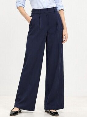 LOFT Payton Navy Blue Trousers Size 6 wide leg Pants work business casual